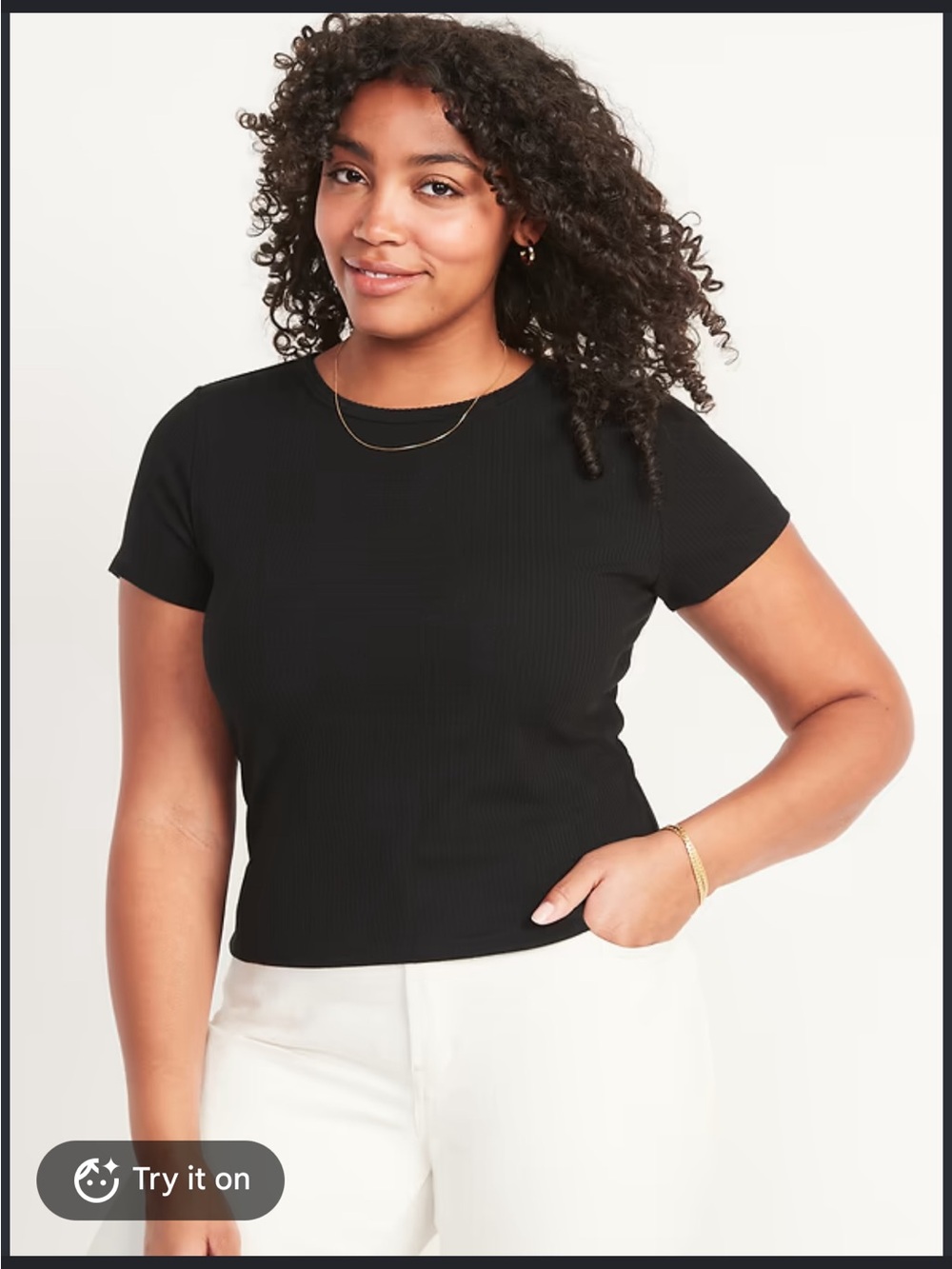 Old Navy Black Rib-Knit Short-Sleeve Crop Top